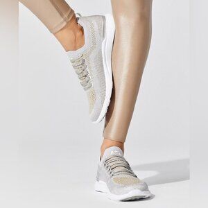 APL TECHLOOM BREEZE metallic knit mesh running sneakers Met Silver Gold  size 9